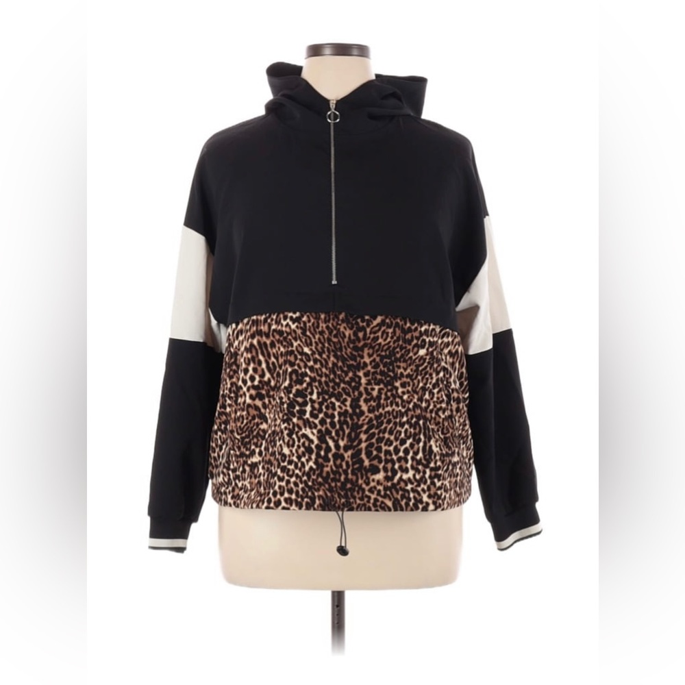 ZARA Animal Print Track Jacket Hoodie Size XL